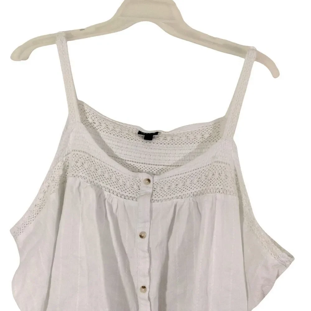 Torrid Plus Size 6 Womens White Tank Top Blouse Adjustable Straps Button